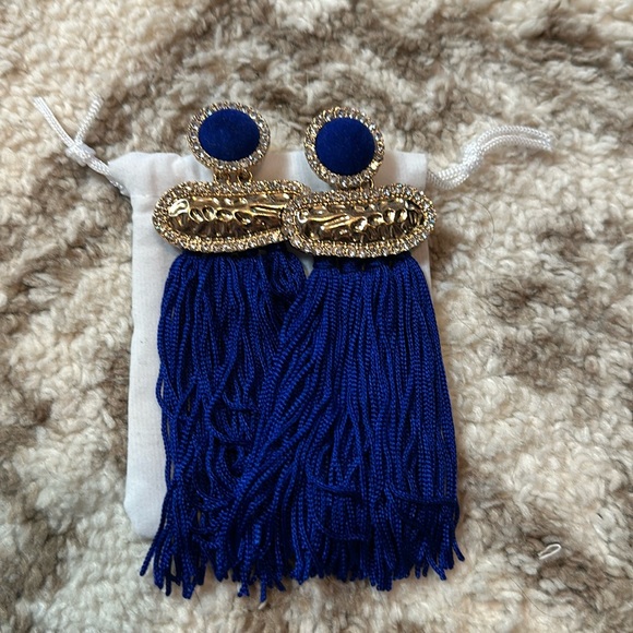 Earrings , big blue and dangly - Picture 1 of 3
